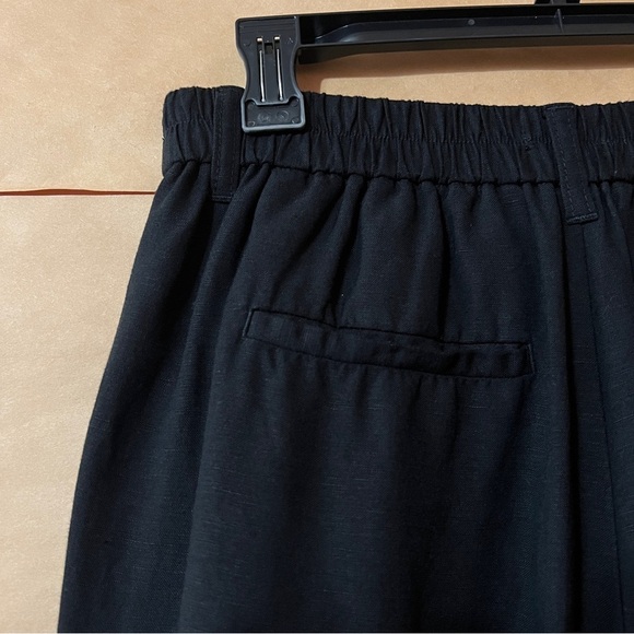 Madewell The Tailored Tapered Pants Linen Blend Barrel Leg Trousers Black Size 6 - Picture 10 of 11